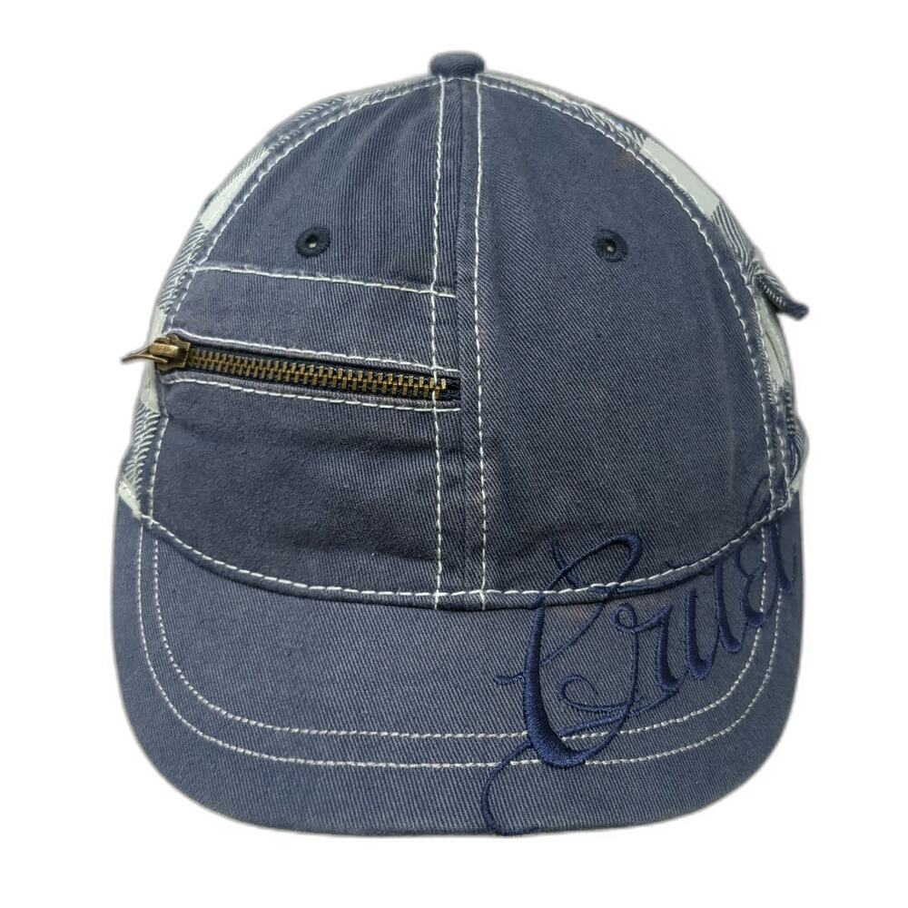 Cruel Girl Baseball Cap Blue White One Size Zipper Side Pocket Strapback Hat